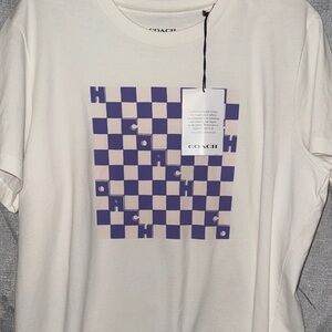 Coach Cream V-Neck T-Shirt